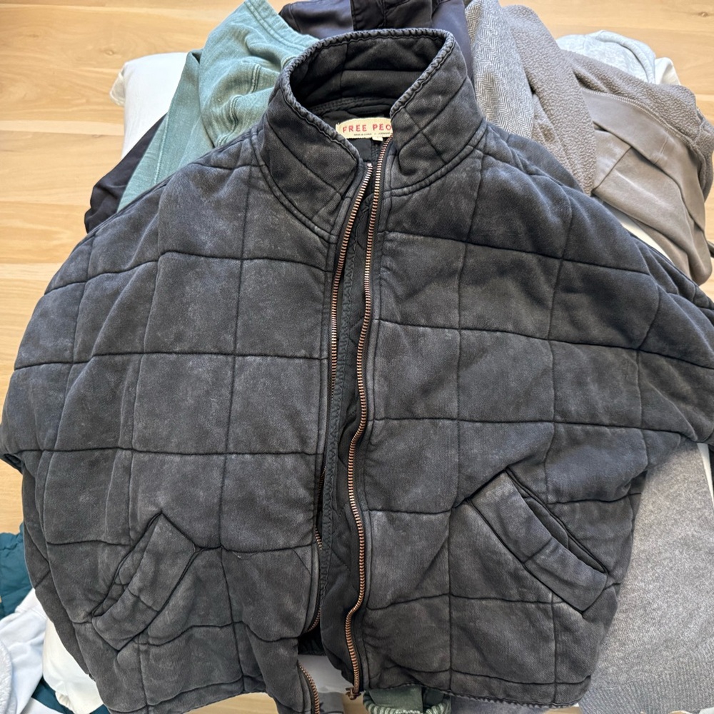 Free People Black Dolman Quilted Knit Jacket
